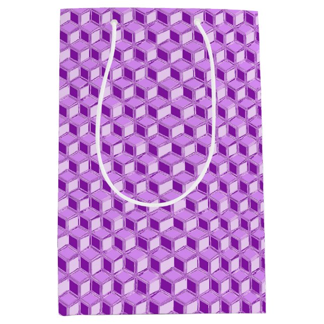 Chrome 3-d boxes - violet purple medium gift bag (Front)