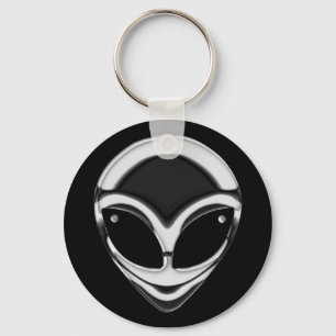 CHROME ALIEN HEAD KEY RING