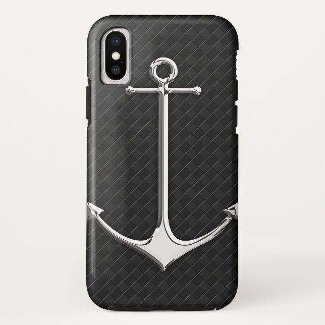 Chrome Anchor Leather Checkers Nautical Lifestyle Case-Mate iPhone Case (Back)