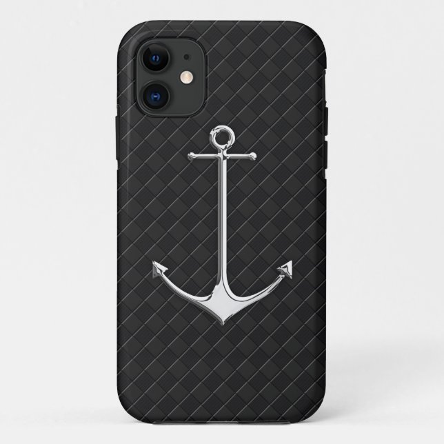 Chrome Anchor Leather Checkers Nautical Lifestyle Case-Mate iPhone Case (Back)
