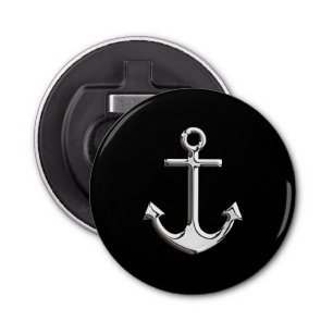 Chrome Anchor on Black Decor Bottle Opener
