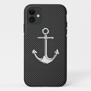 Chrome Anchor on Carbon Fibre Decor iPhone 11 Case