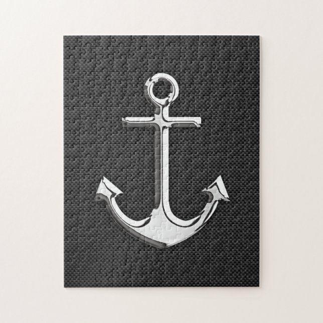 Chrome Anchor on Carbon Fibre Jigsaw Puzzle (Vertical)
