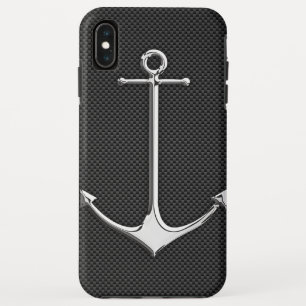 Chrome Anchor on Carbon Fibre Nautical Lifestyle iPhone XS Max Case
