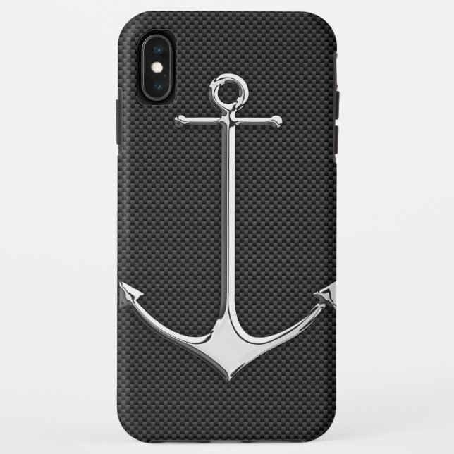 Chrome Anchor on Carbon Fibre Nautical Lifestyle Case-Mate iPhone Case (Back)