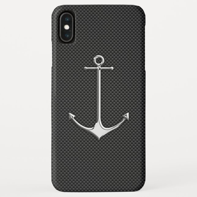 Chrome Anchor on Carbon Fibre Nautical Lifestyle Case-Mate iPhone Case (Back)