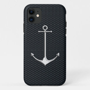 Chrome Anchor on Honeycombs Nautical Lifestyle iPhone 11 Case