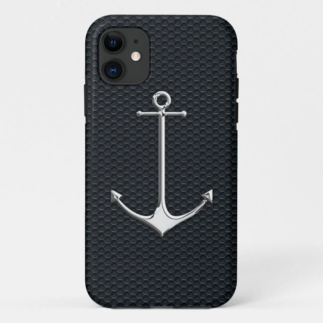 Chrome Anchor on Honeycombs Nautical Lifestyle Case-Mate iPhone Case (Back)