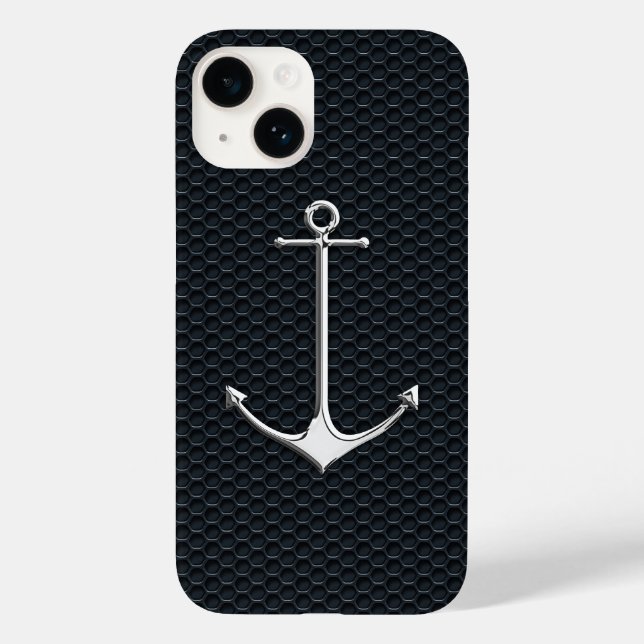 Chrome Anchor on Honeycombs Nautical Lifestyle Case-Mate iPhone Case (Back)