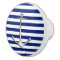 Chrome Anchor on Nautical Navy Blue Stripes Print