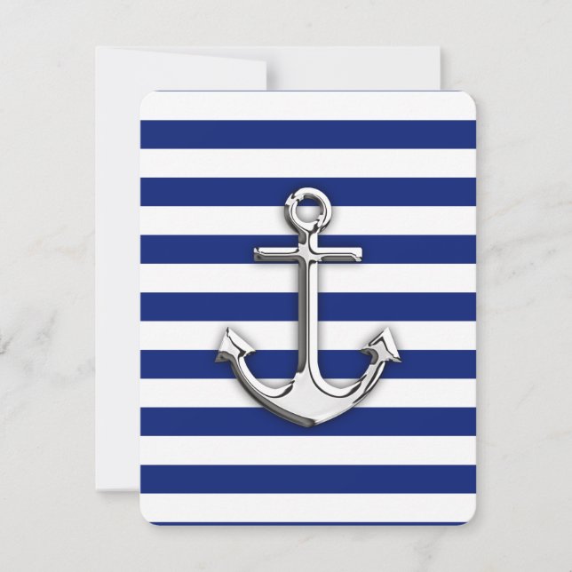 Chrome Anchor on Navy Stripes (Front)
