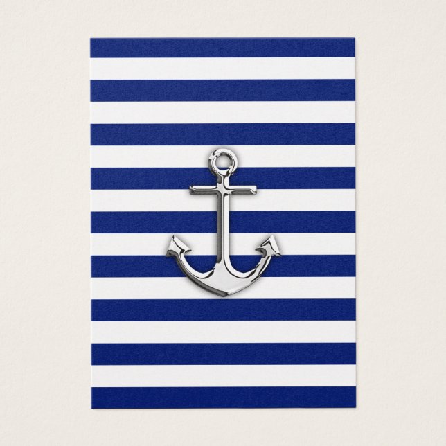 Chrome Anchor on Navy Stripes (Front)