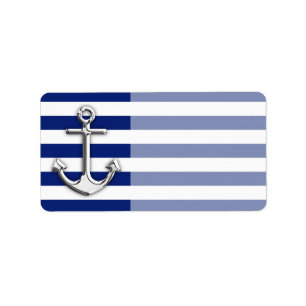 Chrome Anchor on Navy Stripes Label