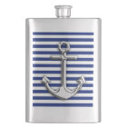 Chrome Anchor on Navy Stripes Print