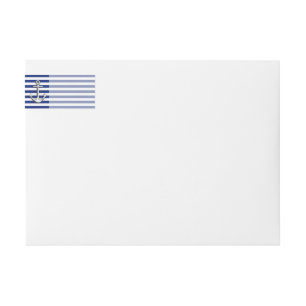 Chrome Anchor on Navy Stripes Wrap Around Label