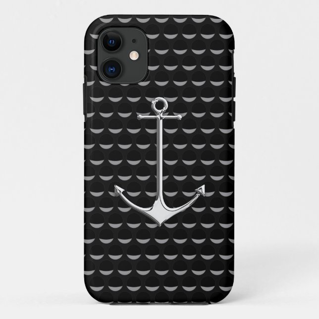 Chrome Anchor on Wave Cups Nautical Lifestyle Case-Mate iPhone Case (Back)