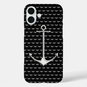 Chrome Anchor on Wave Cups Nautical Lifestyle iPhone 16 Plus Case
