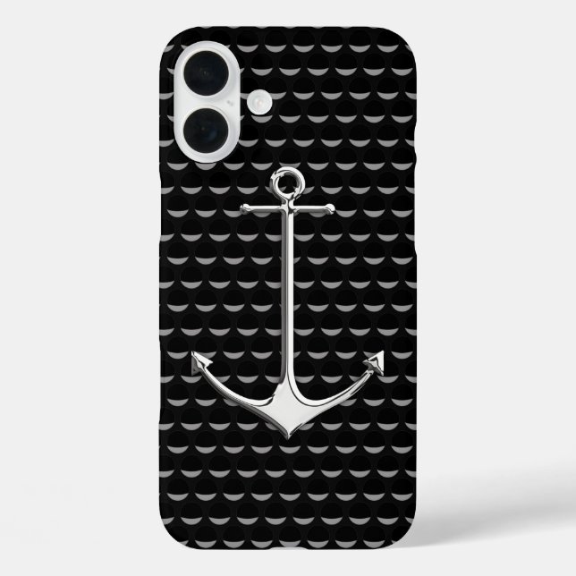 Chrome Anchor on Wave Cups Nautical Lifestyle Case-Mate iPhone Case (Back)