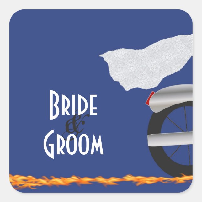 Chrome and Lace Biker Wedding Stickers (Front)