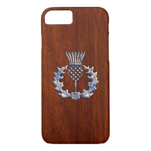 Chrome and Mahogany Wood Styles Scottish Thistle iPhone 8/7 Case