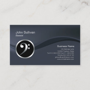 Chrome Bass Clef Icon Bassist Business Card