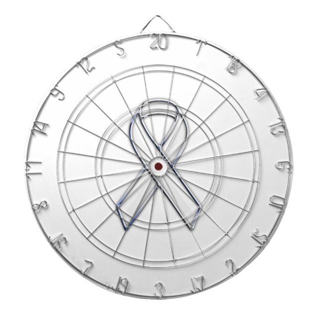 Chrome Belted Style White Ribbon Awareness Dartboard (Front)