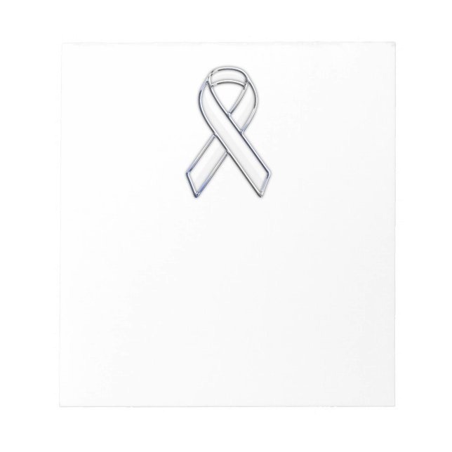 Chrome Belted Style White Ribbon Awareness Notepad (Front)