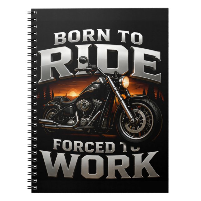 🏍️ Chrome Biker Skull Style For Motorcycle Riders Notebook (Front)