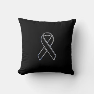 Chrome Black on Black Ribbon Awareness Cushion