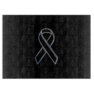Chrome Black on Black Ribbon Awareness Cutting Board