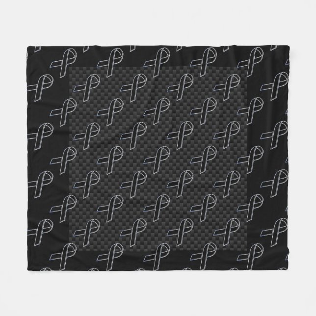 Chrome Black Ribbon Awareness Carbon Fiber Fleece Blanket (Front (Horizontal))