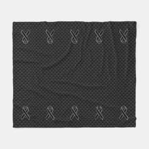 Chrome Black Ribbon Awareness Carbon Fibre Fleece Blanket
