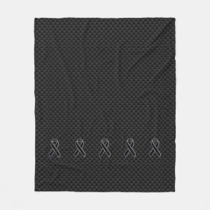 Chrome Black Ribbon Awareness Carbon Fibre Fleece Blanket
