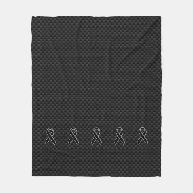Chrome Black Ribbon Awareness Carbon Fibre Fleece Blanket (Front)