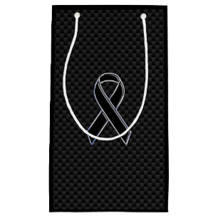 Chrome Black Ribbon Awareness Carbon Fibre Small Gift Bag