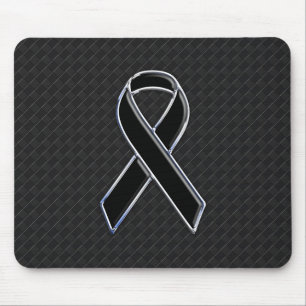 Chrome Black Ribbon Awareness Decor Mouse Mat
