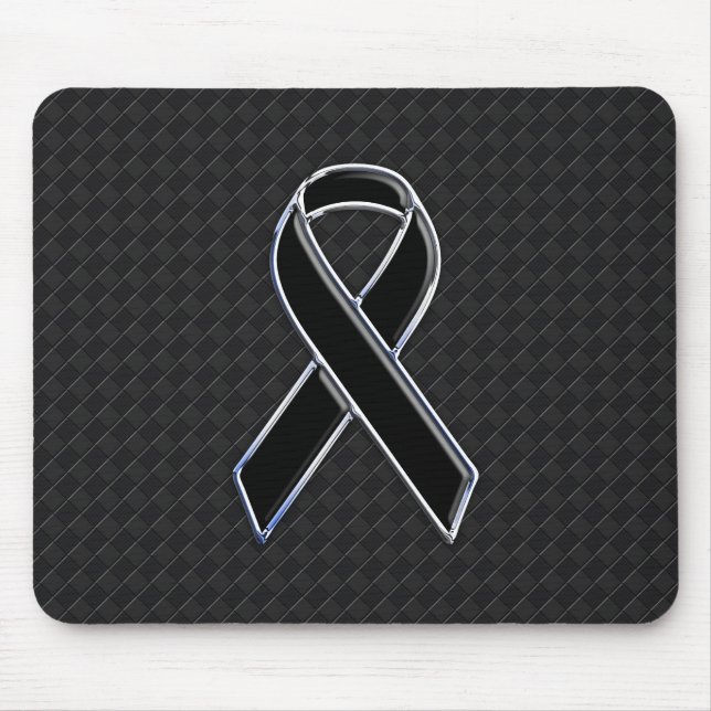 Chrome Black Ribbon Awareness Decor Mouse Mat (Front)
