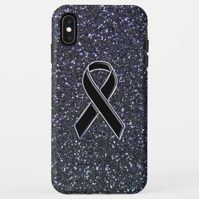 Chrome Black Ribbon Awareness Midnight Blue Case-Mate iPhone Case (Back)