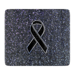 Chrome Black Ribbon Awareness Midnight Blue Cutting Board