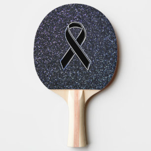 Chrome Black Ribbon Awareness Midnight Blue Ping Pong Paddle
