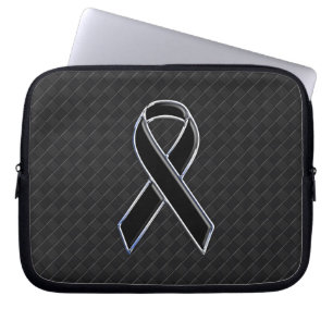 Chrome Black Ribbon Awareness Style Laptop Sleeve