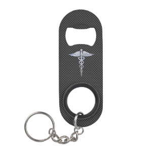 Chrome Caduceus Medical Symbol Black Carbon Fibre
