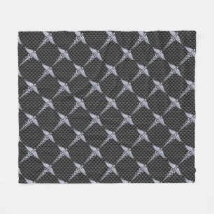 Chrome Caduceus Medical Symbol Carbon Fibre Print Fleece Blanket