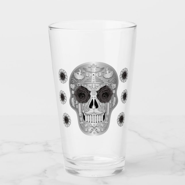 Chrome Calavera (Black Rose) Glass (Front)