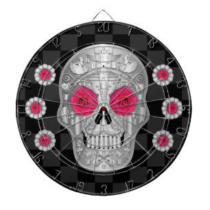 Chrome Calavera (Pink Rose) Dart Board