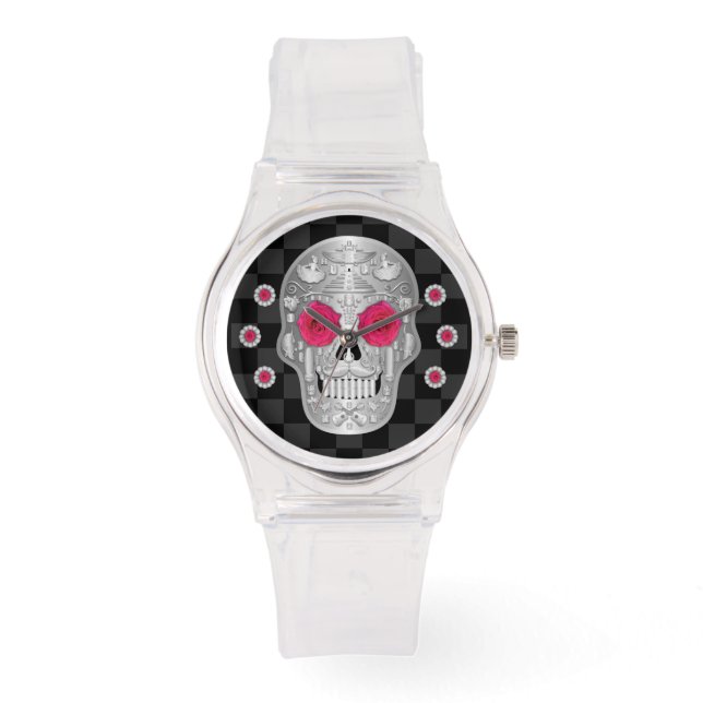 Chrome Calavera (Pink Rose) Watch (Front)