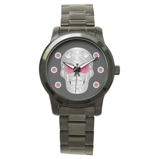 Chrome Calavera (Pink Rose) Watch (Front)