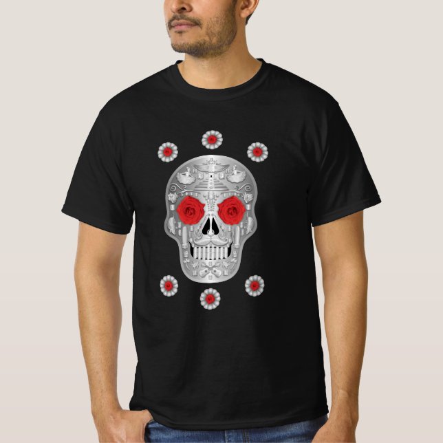 Chrome Calavera (Red Rose) Baby Bodysuit (Front)
