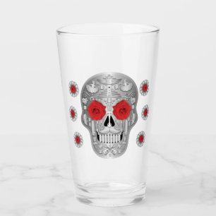 Chrome Calavera (Red Rose) Glass