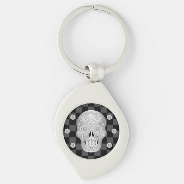 Chrome Calavera Watch Key Ring (Front)